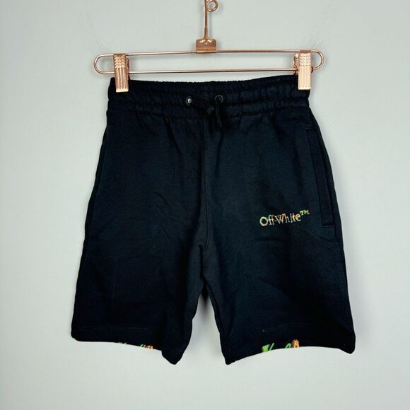 OFF WHITE | NEW Kids Black Sketch Logo Print Track Shorts Youth Size 4 - Picture 1 of 6